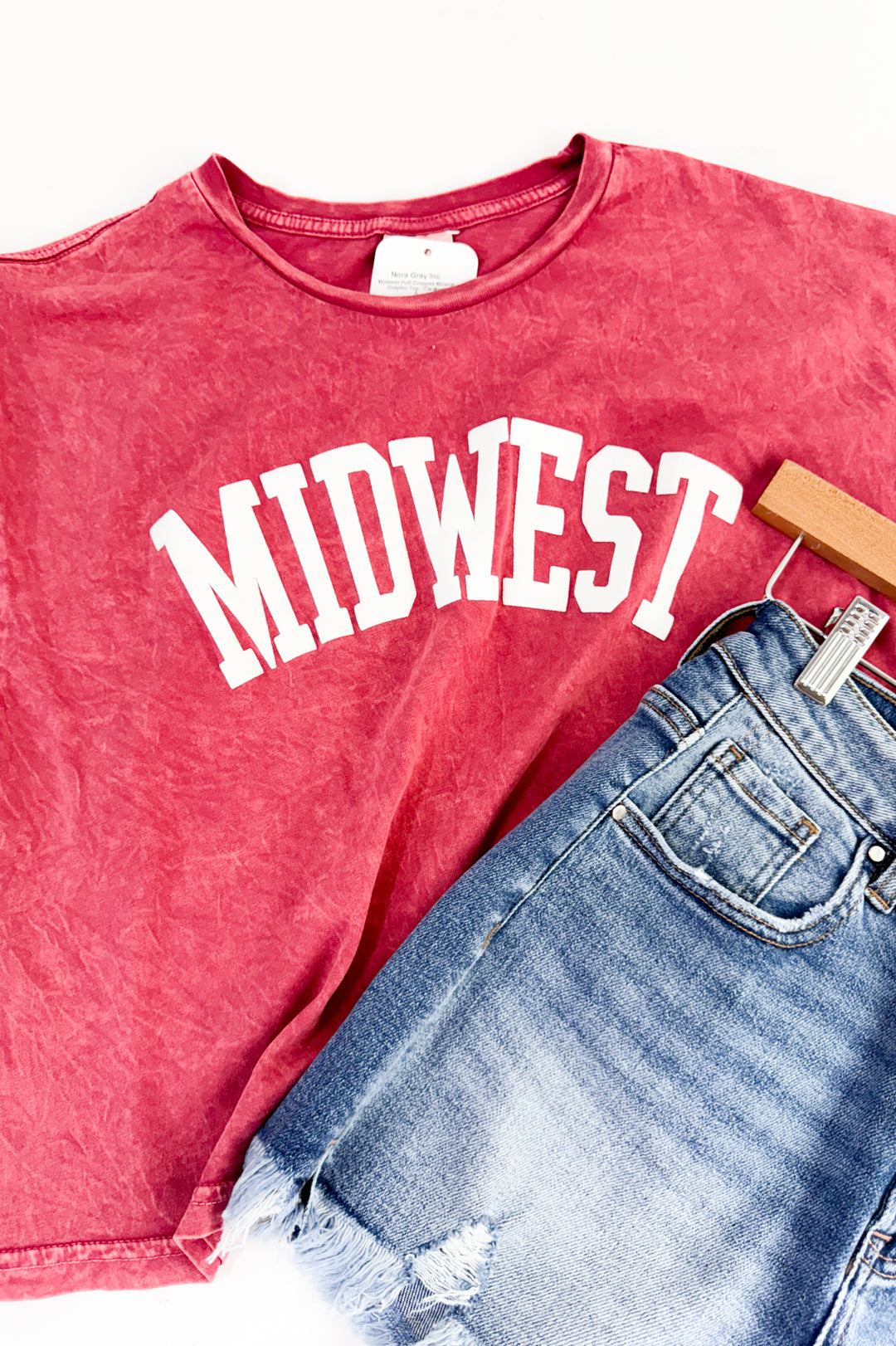 Midwest Puff Cropped Mineral Graphic Top