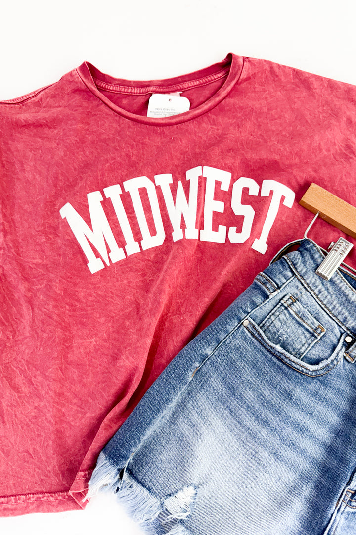 Midwest Puff Cropped Mineral Graphic Top