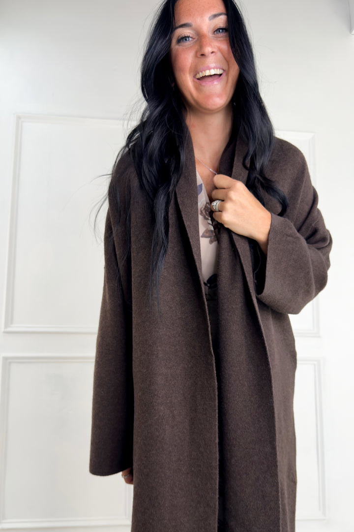 Open Front Long Line Knit Cardigan Coat