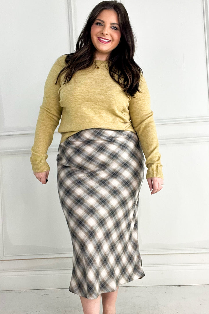 Tartan Plaid Flowy Midi Skirt