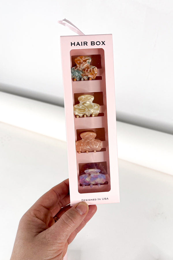 Mini Milky Marbled Hair Clip Set