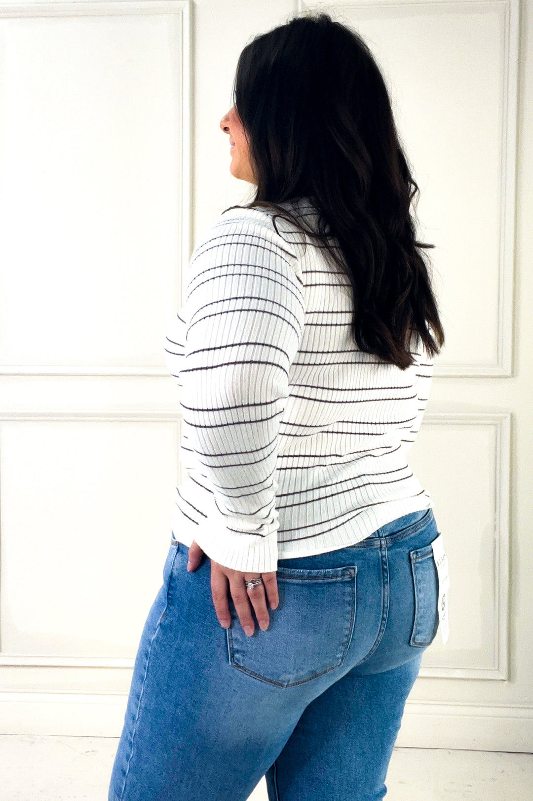 Double Stripe Crewneck Rib Sweater
