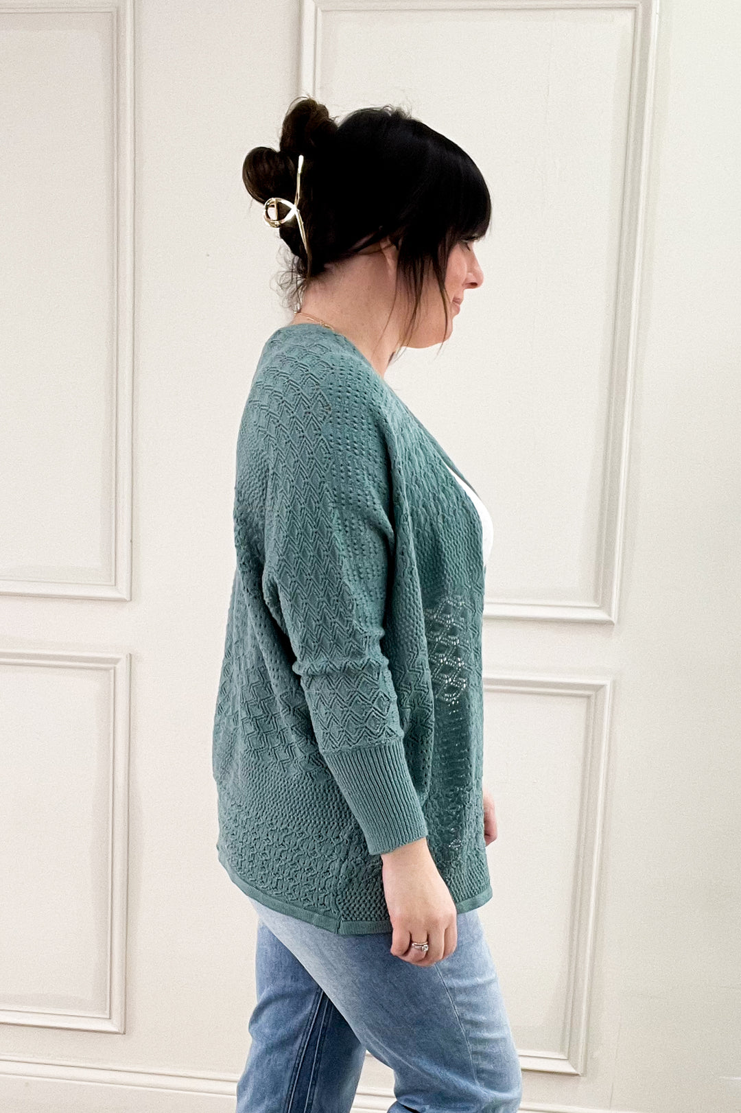Crochet Knit Open Cardigan