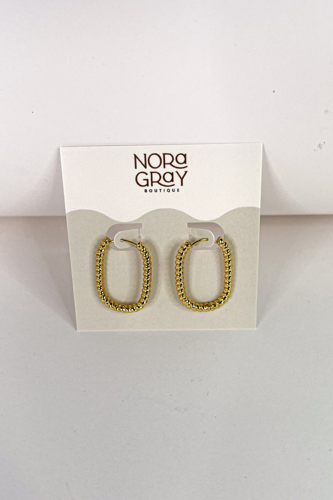 Twisted Oval Hoop Earrings | 14K Gold Dipped