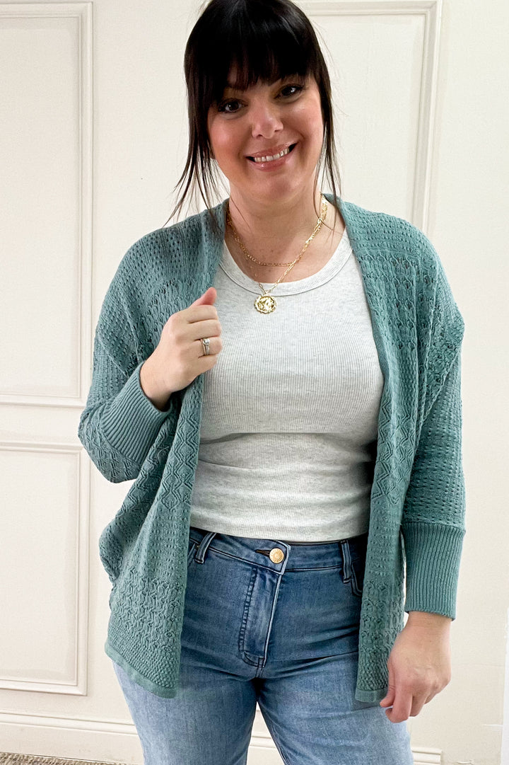 Crochet Knit Open Cardigan