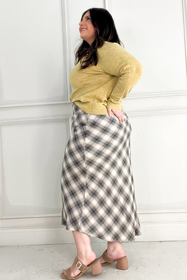 Tartan Plaid Flowy Midi Skirt