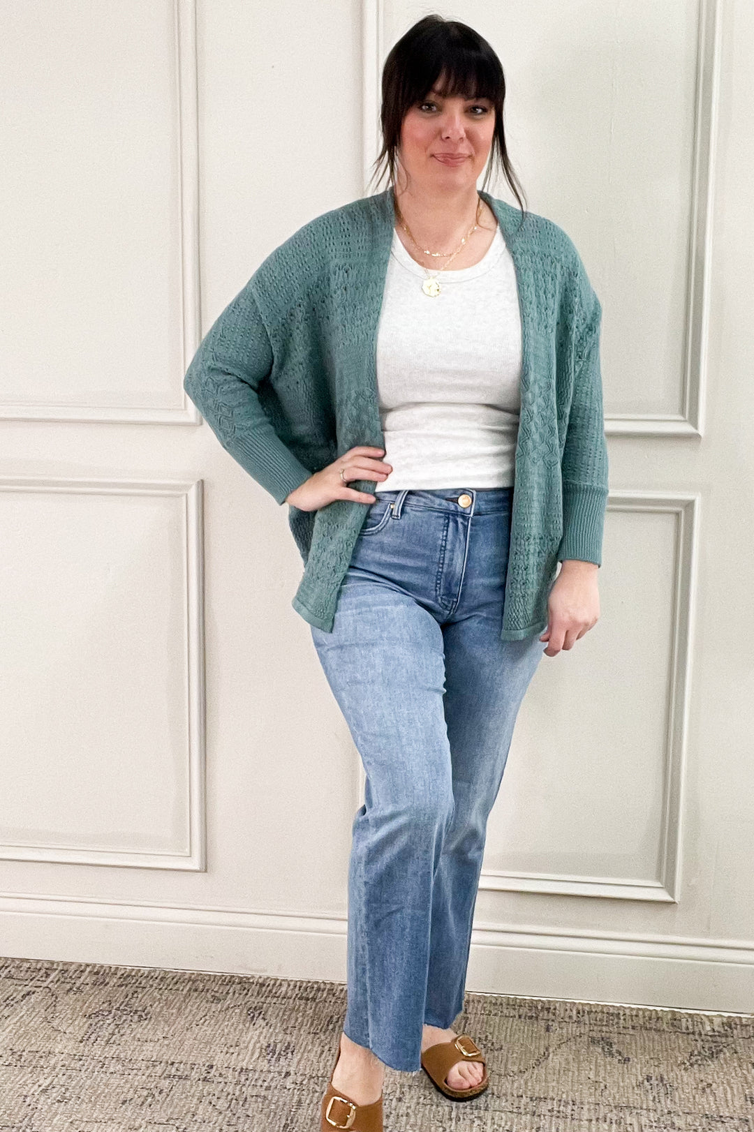 Crochet Knit Open Cardigan