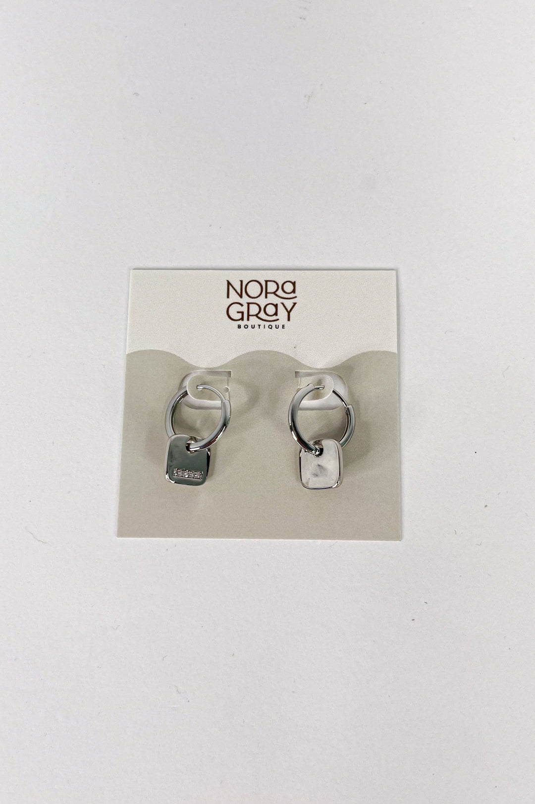 CZ Squircle Drop Huggie Earrings | 14K Gold Dipped