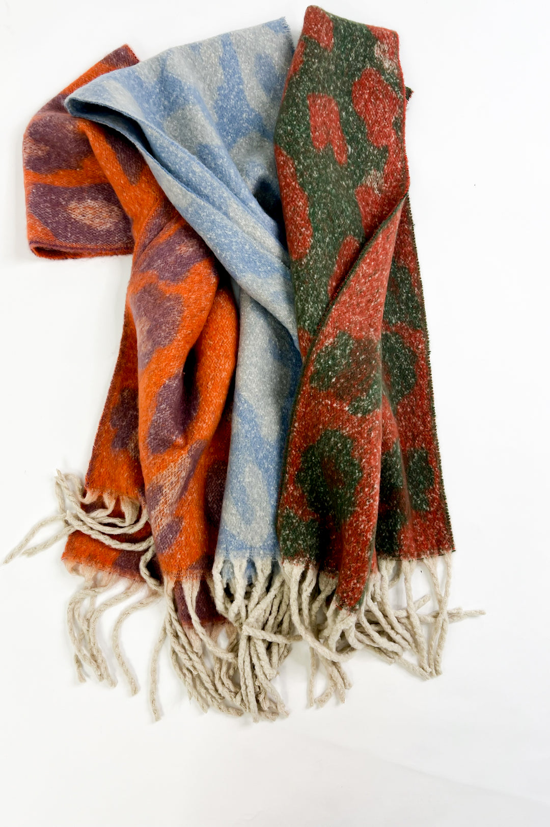 Floral Print Thick Shawl Fringe Scarf