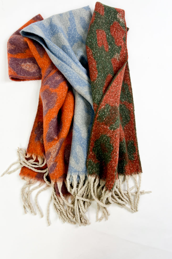 Floral Print Thick Shawl Fringe Scarf