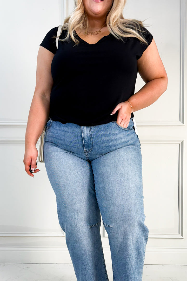 Bamboo Fiber Blend Scoop Neck Curvy Tee