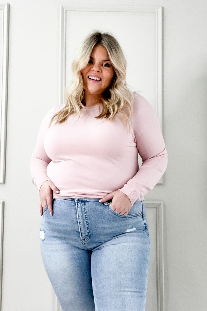 Basic Crewneck Soft Knit Curvy Sweater