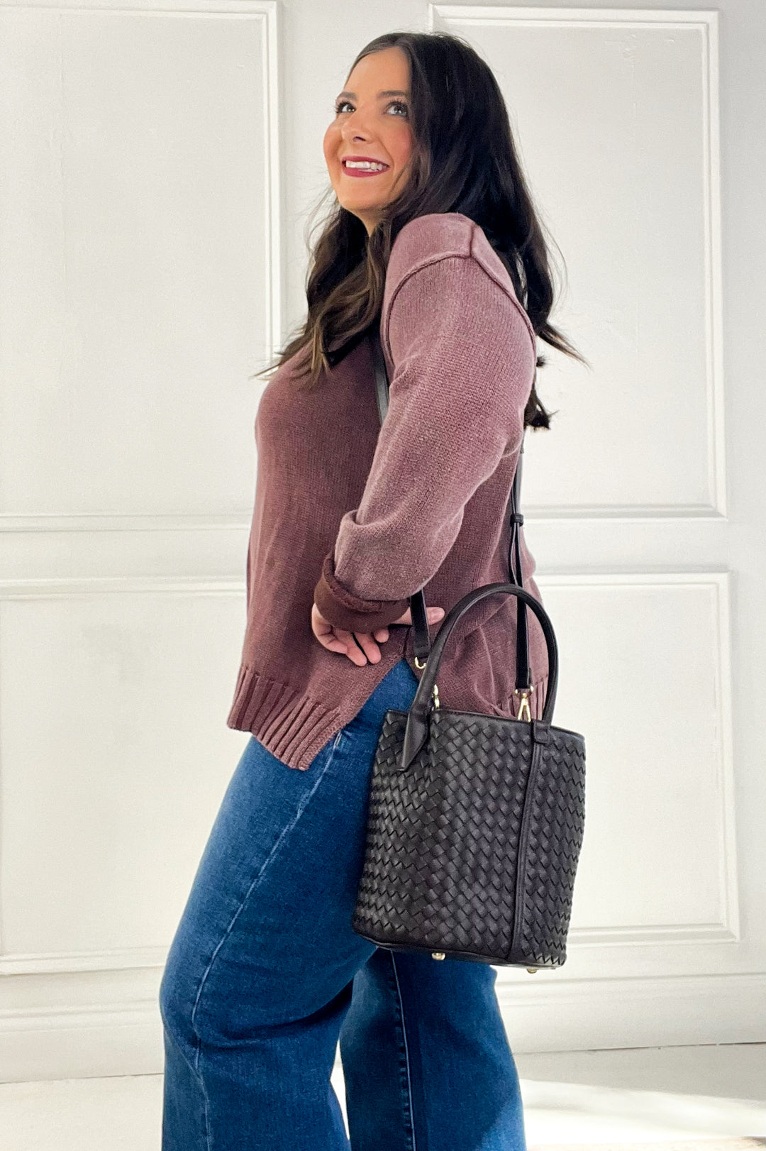 Washed Cotton Chunky Ribbed Crewneck Sweater