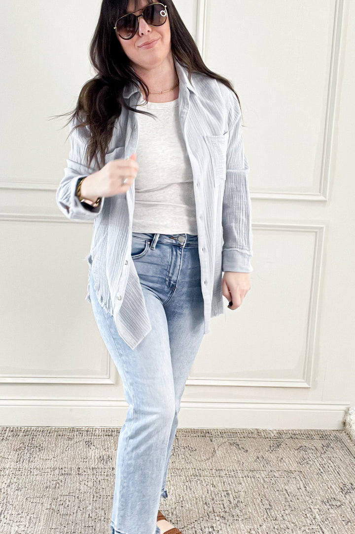 Soft Wash Crinkle Gauze Button Down Shirt