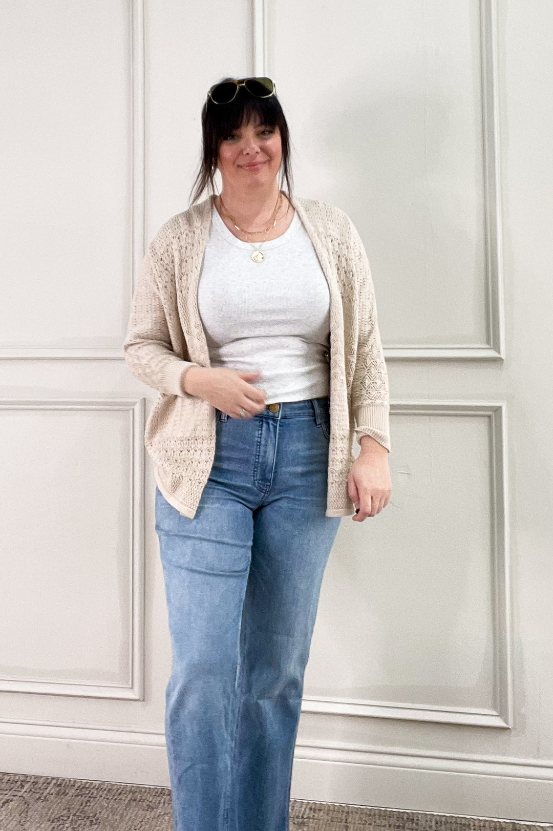 Crochet Knit Open Cardigan