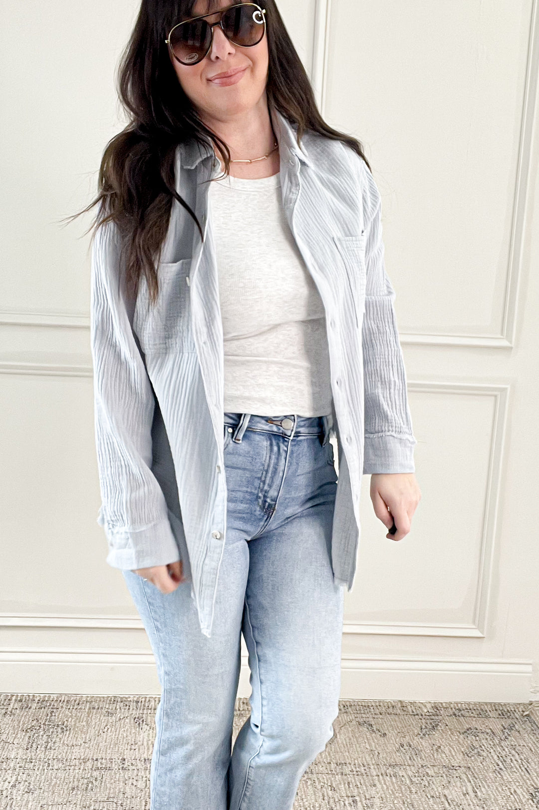 Soft Wash Crinkle Gauze Button Down Shirt