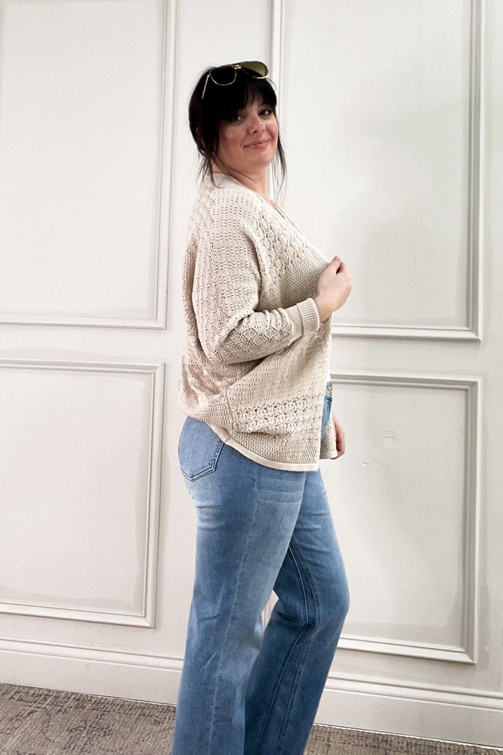 Crochet Knit Open Cardigan
