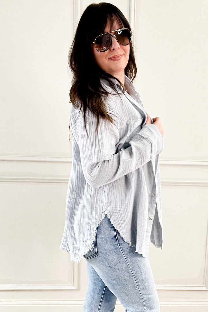 Soft Wash Crinkle Gauze Button Down Shirt