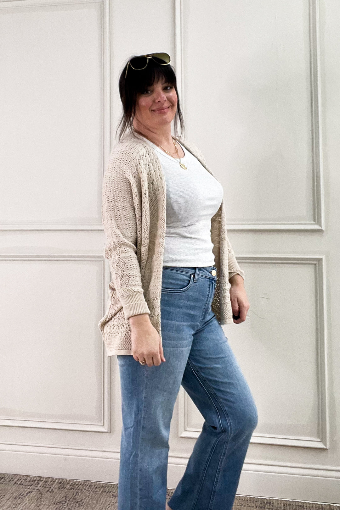 Crochet Knit Open Cardigan