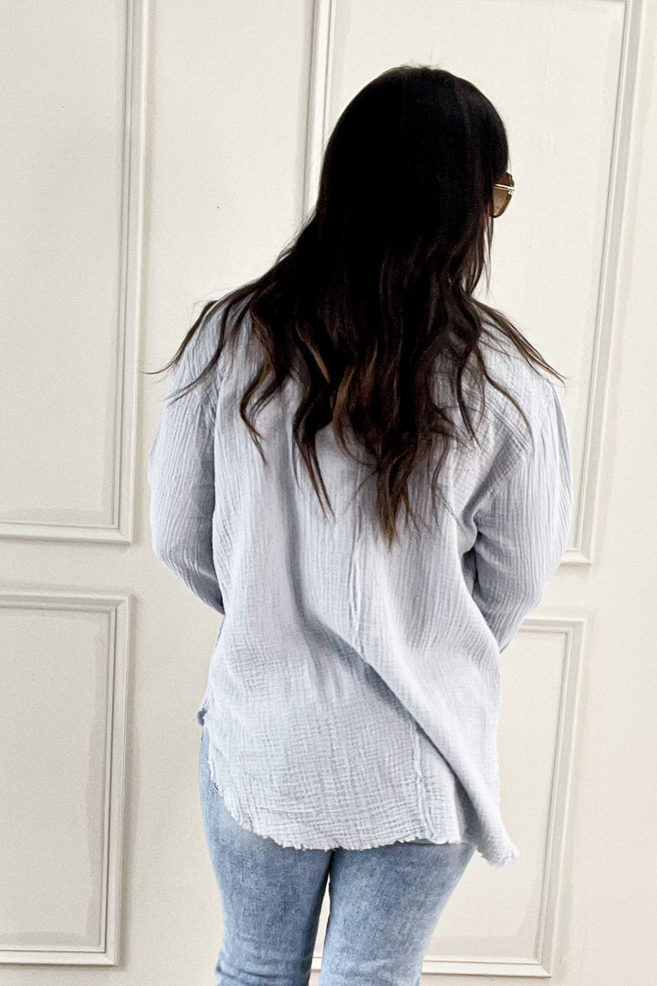 Soft Wash Crinkle Gauze Button Down Shirt