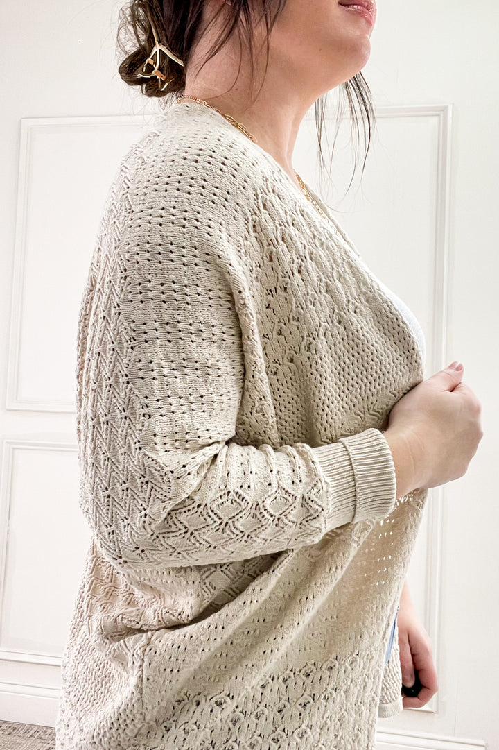 Crochet Knit Open Cardigan