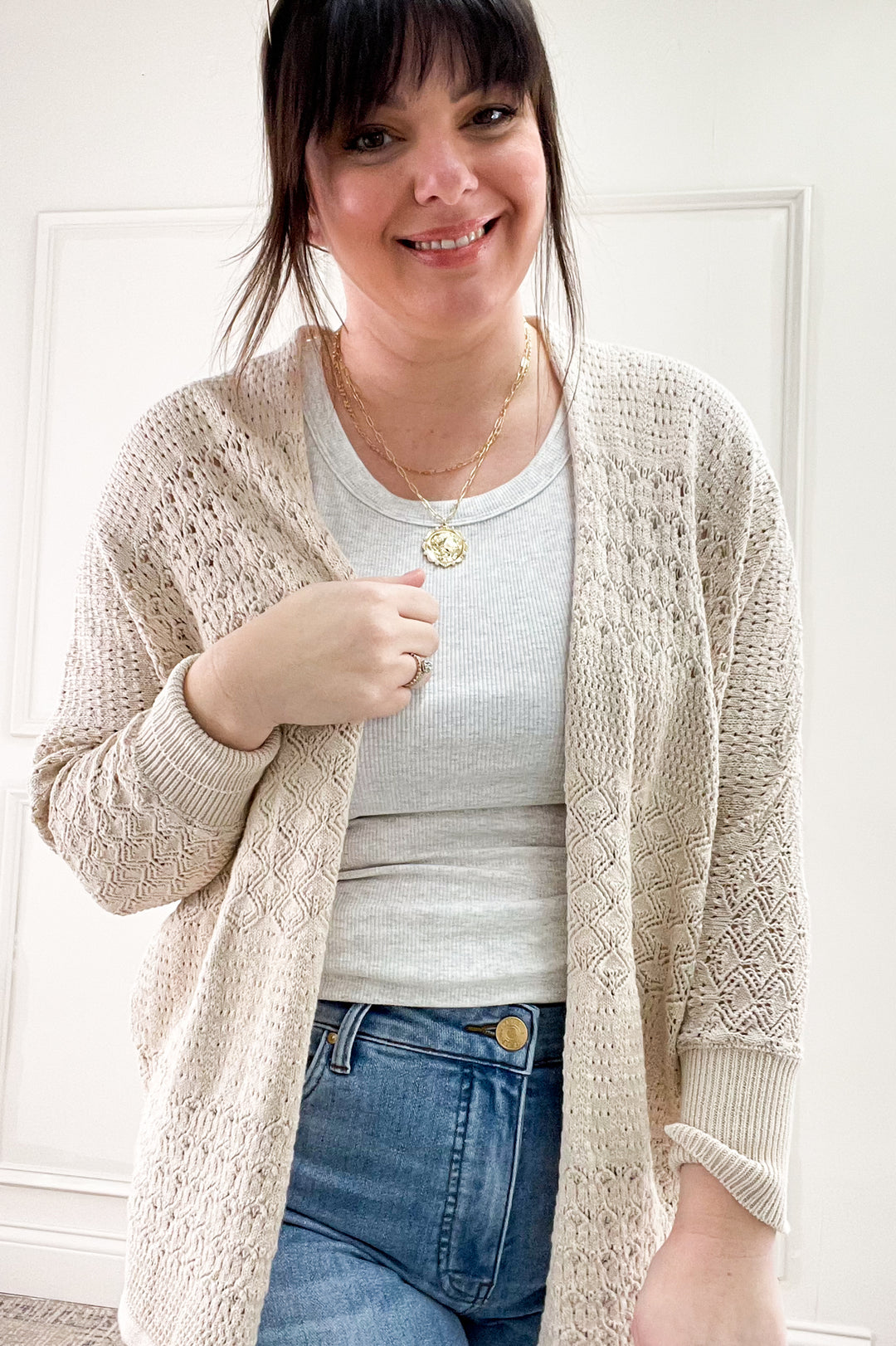 Crochet Knit Open Cardigan