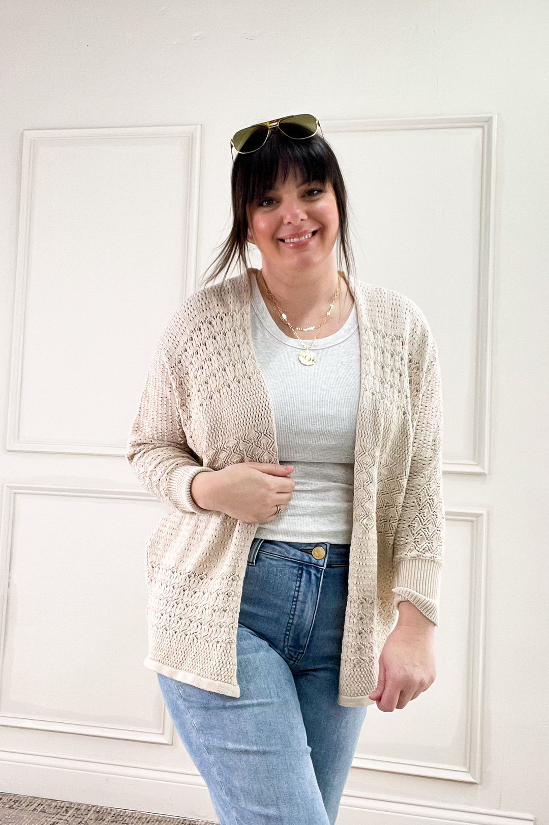 Crochet Knit Open Cardigan