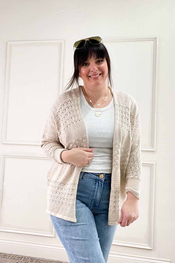 Crochet Knit Open Cardigan
