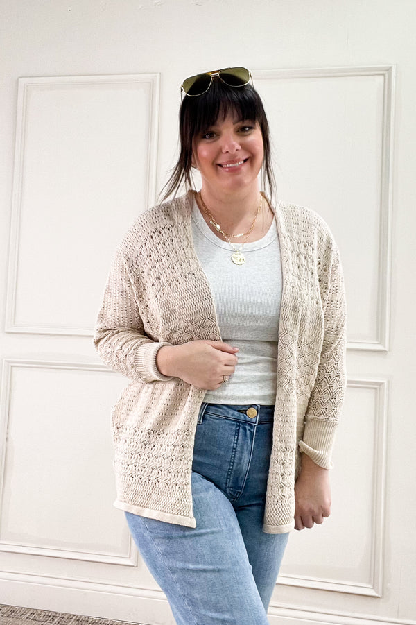 Crochet Knit Open Cardigan
