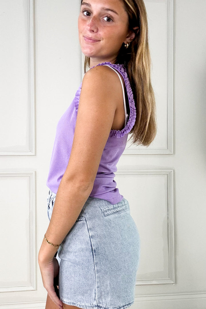 Lavender Ruffle Knit Tank