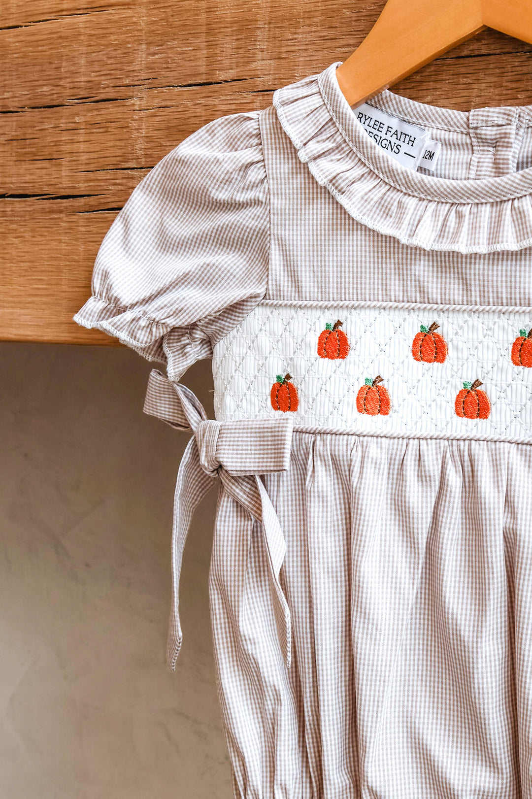 Baby Pumpkin Smocked Romper