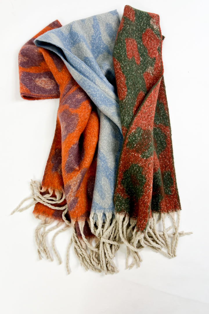Floral Print Thick Shawl Fringe Scarf