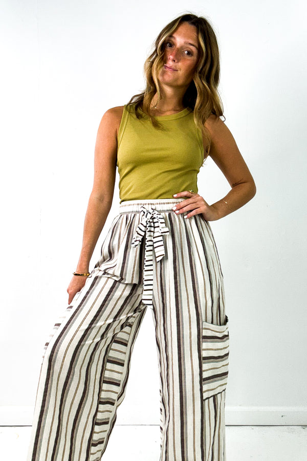 Striped Wide Leg Palazzo Pants