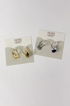 CZ Squircle Drop Huggie Earrings | 14K Gold Dipped