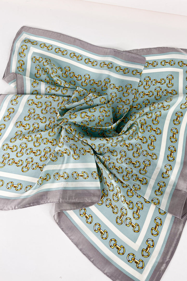 Satin Horsebit Print Light Weight Scarf