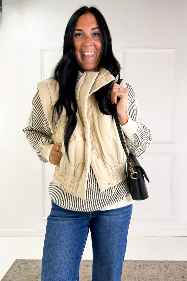 Ribbed Knit Color Contrast Sweater