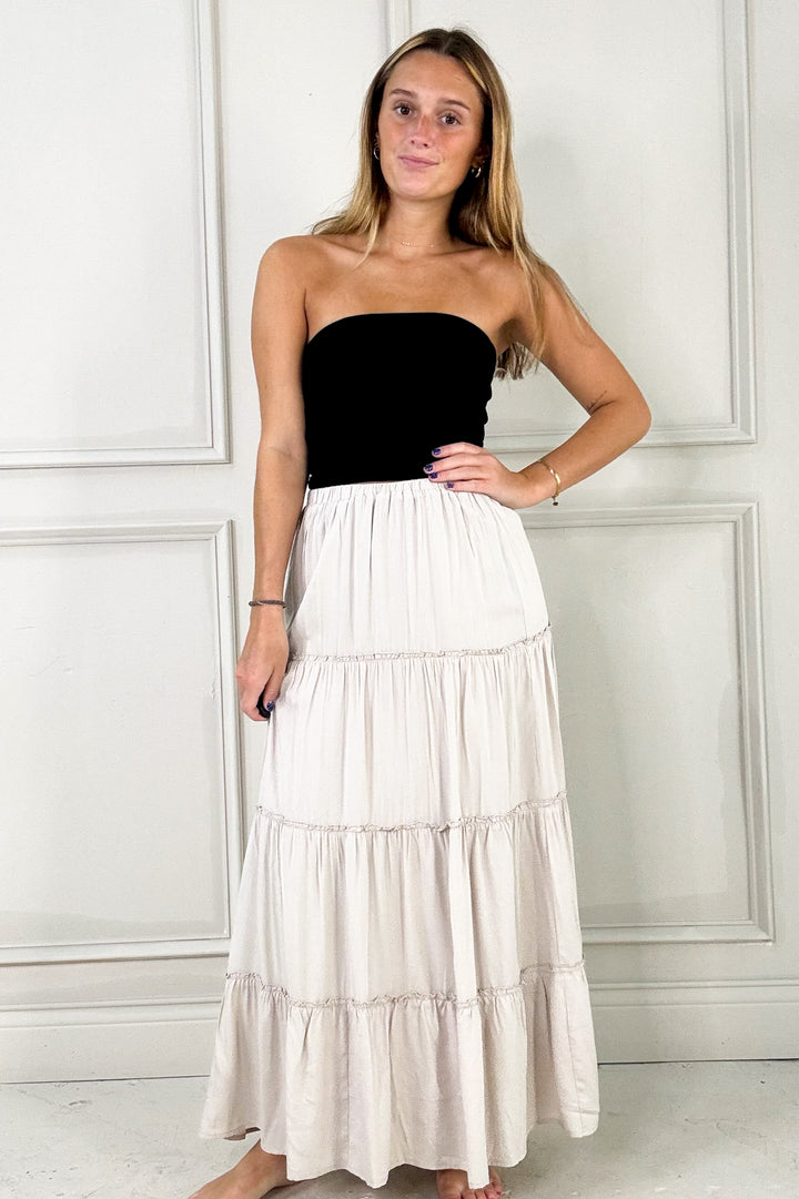 Versatile Tiered Ruffle Hem Maxi Skirt