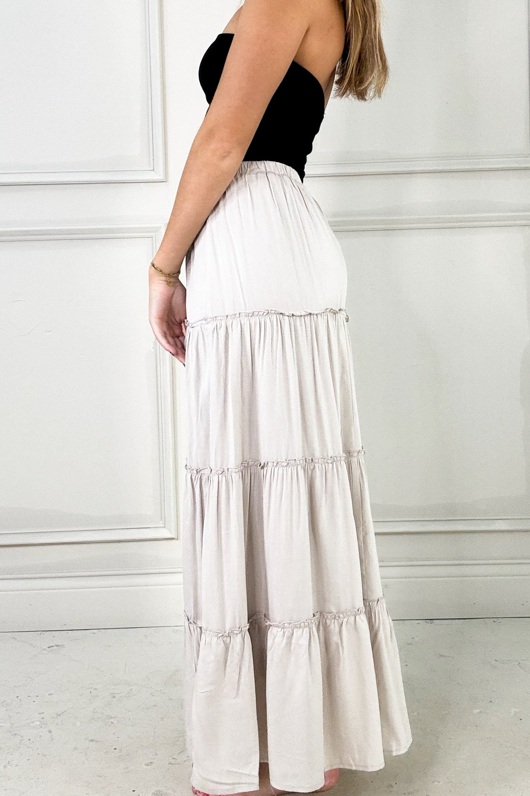 Versatile Tiered Ruffle Hem Maxi Skirt
