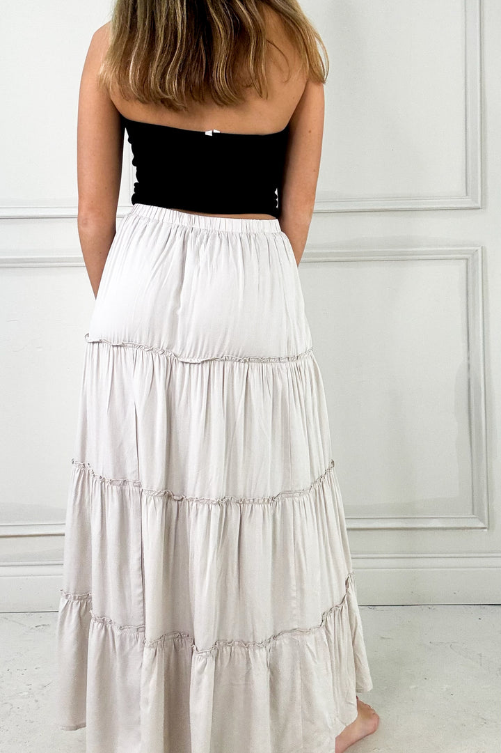 Versatile Tiered Ruffle Hem Maxi Skirt