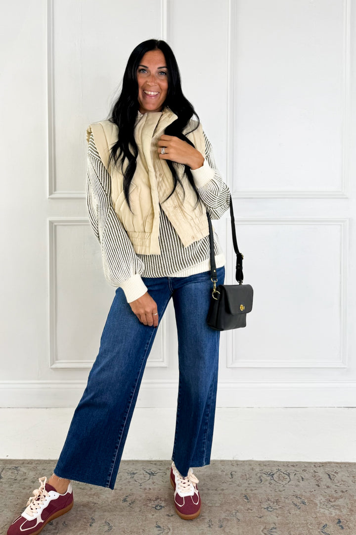 Ribbed Knit Color Contrast Sweater