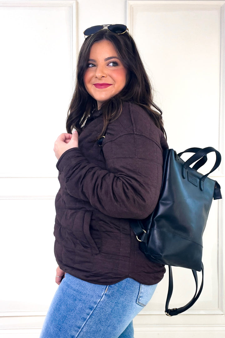 Thread & Supply Snap Button Neckline Quilted Pullover