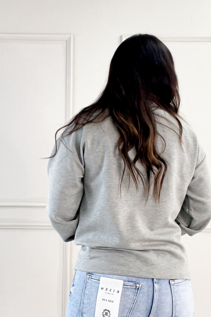 Keely Half Zip Long Sleeve Top in Vetiver Heather