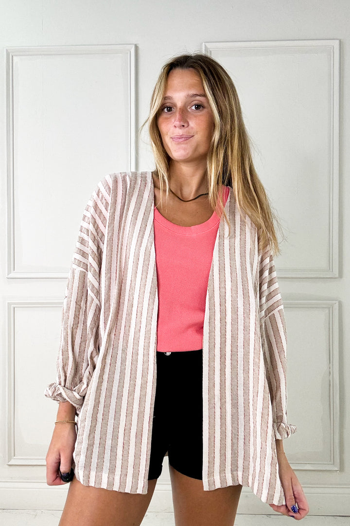 Open Front Kimono Style Long Sleeve Top