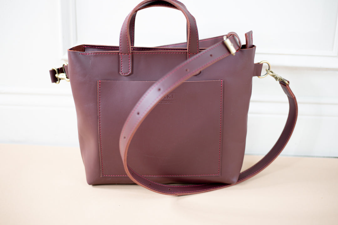 Gondar Leather Hand Bag in Burgundy-  Zelaki Leather Co