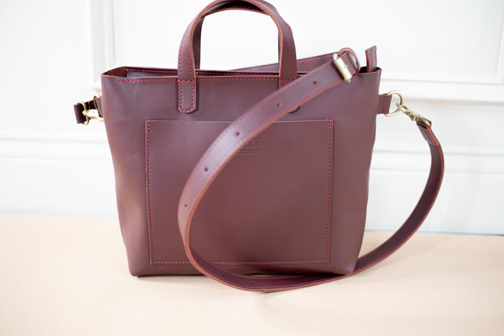 Gondar Leather Hand Bag in Burgundy-  Zelaki Leather Co