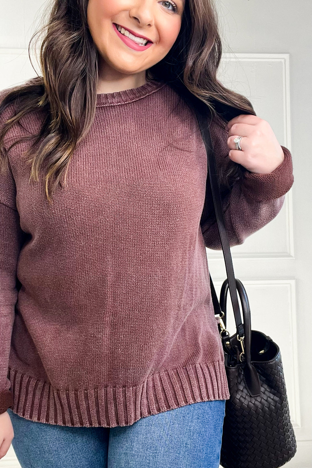 Washed Cotton Chunky Ribbed Crewneck Sweater