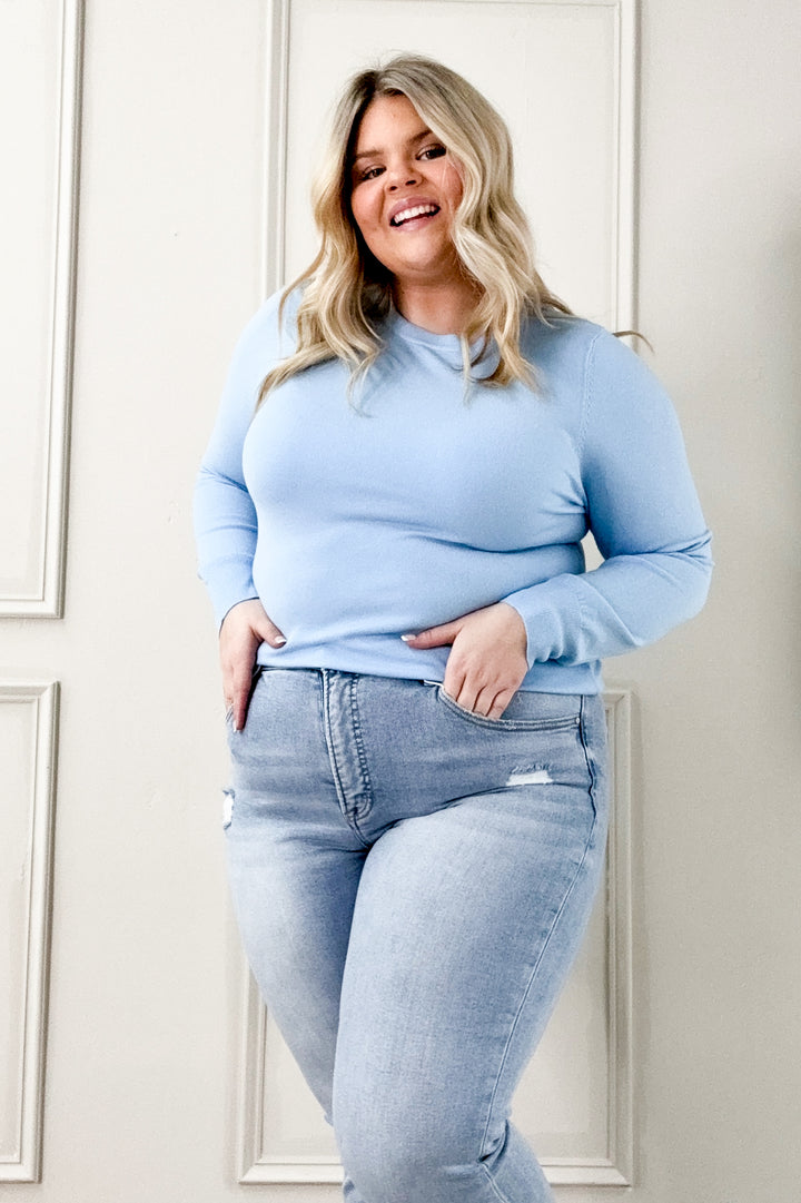 Basic Crewneck Soft Knit Curvy Sweater