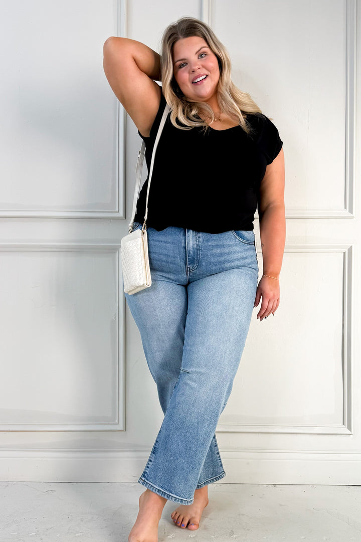 Bamboo Fiber Blend Scoop Neck Curvy Tee