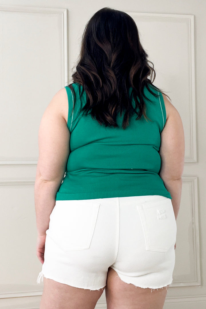 Contrast Stitch Fitted Sweater Tank