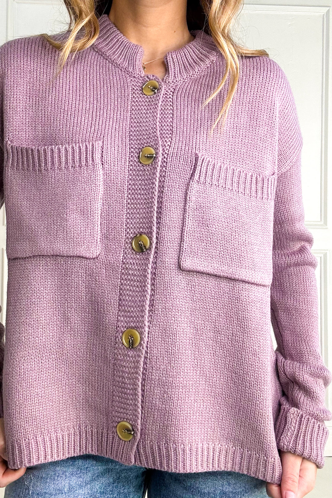 Mock Collared Button Down Sweater Cardigan